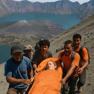 Evakuasi relawan tragedi pendaki Rinjani