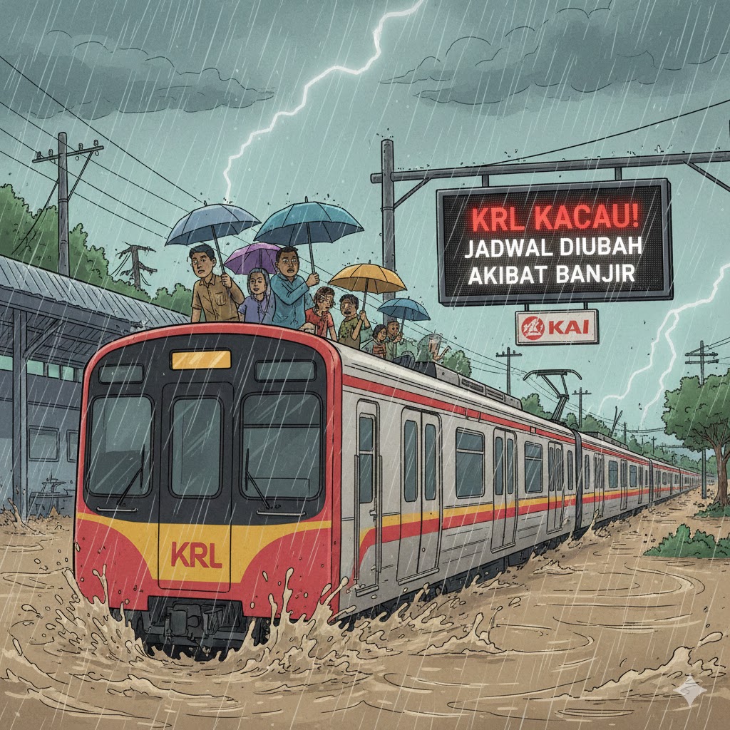 KRL Kacau KAI Ubah Jadwal Akibat Banjir Jakarta