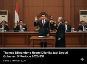 Thomas Djiwandono resmi dilantik sebagai Deputi Gubernur Bank Indonesia periode 2026–2031