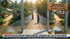 Jembatan Gantung Kuansing hampir rampung menghubungkan Desa Muara Petai dan Muara Tiu Makmur