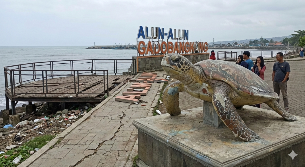 Kondisi Alun-alun Gadobangkong usai viral penyu kardus dengan fasilitas yang rusak