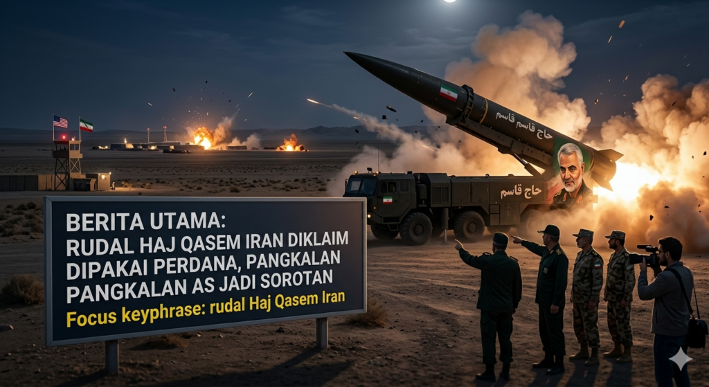 Ilustrasi rudal balistik Iran Haj Qasem dalam eskalasi konflik Timur Tengah