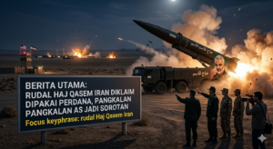 Ilustrasi rudal balistik Iran Haj Qasem dalam eskalasi konflik Timur Tengah