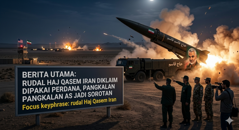 Ilustrasi rudal balistik Iran Haj Qasem dalam eskalasi konflik Timur Tengah