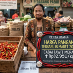 Harga cabai rawit merah terbaru 18 Maret 2026 mencapai Rp92 ribu per kilogram di pasar