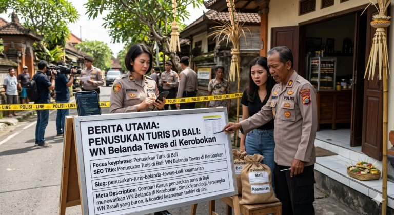 Ilustrasi garis polisi warna kuning melintang di depan pintu masuk sebuah vila di Kerobokan, Bali, melambangkan lokasi kejadian tragis penusukan turis di Bali yang menewaskan WN Belanda.