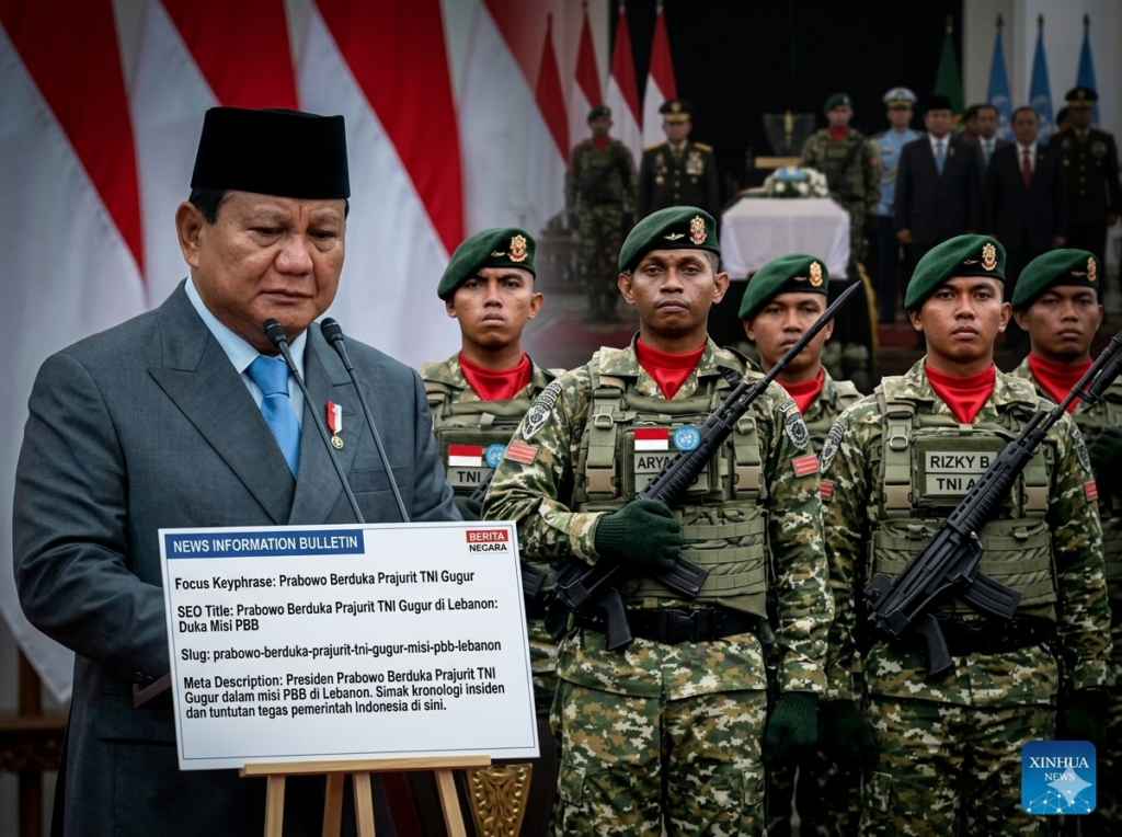Potret Presiden Prabowo Berduka Prajurit TNI Gugur di Lebanon melalui pernyataan resmi di media sosial.