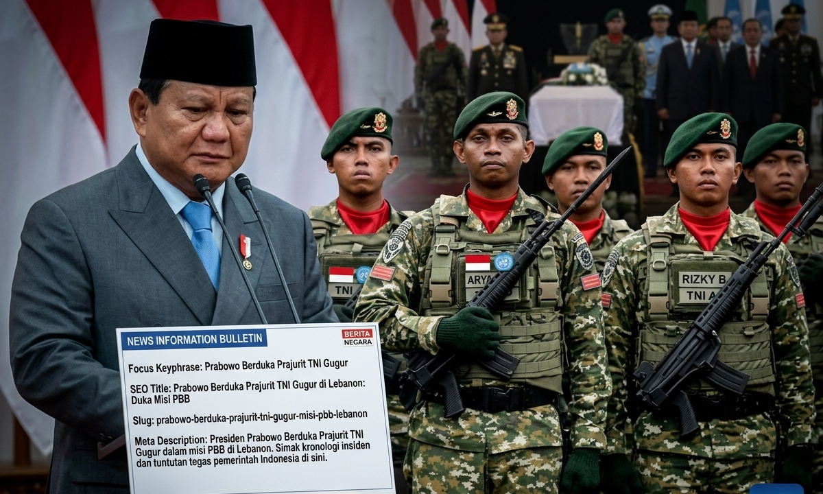 Potret Presiden Prabowo Berduka Prajurit TNI Gugur di Lebanon melalui pernyataan resmi di media sosial.