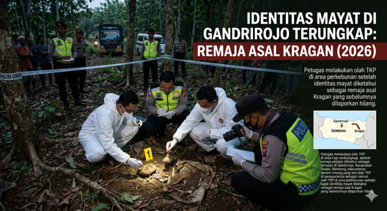 Identitas mayat di Gandrirojo terungkap setelah polisi melakukan olah TKP di area perkebunan