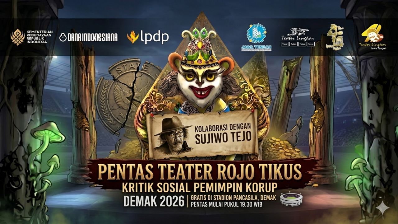 Poster pentas teater Rojo Tikus Teater Lingkar dan Sujiwo Tejo
