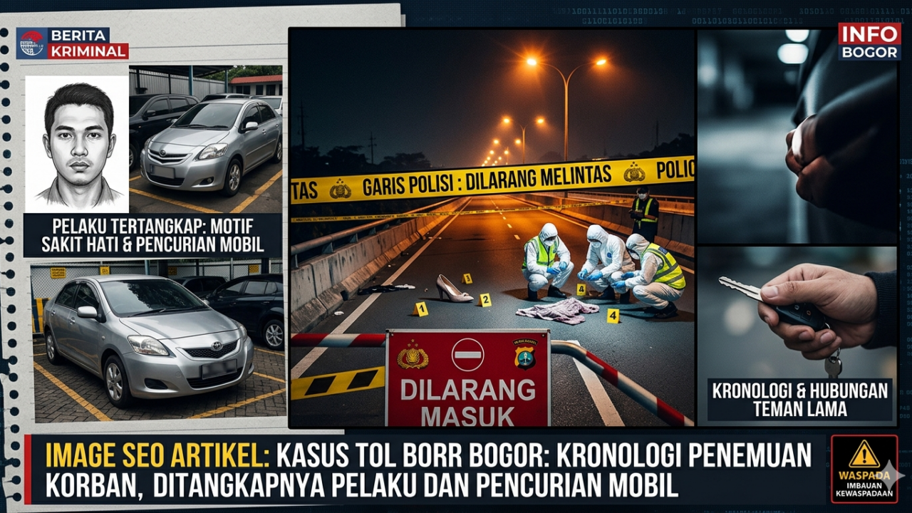 Kasus Tol BORR Bogor terkait penemuan korban wanita dan pencurian mobil