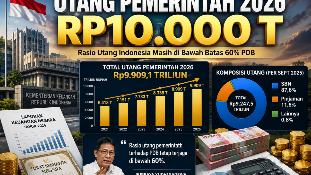 Utang Pemerintah 2026 hampir Rp10.000 triliun dan rasio utang Indonesia