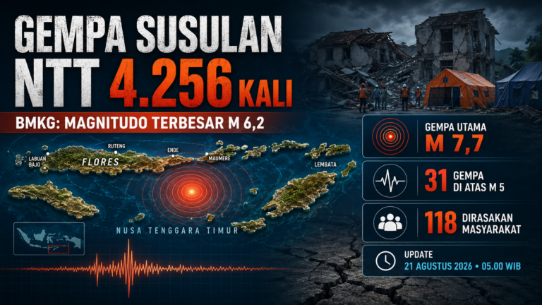 Gempa susulan NTT mencapai 4.256 kali dengan magnitudo terbesar M 6,2