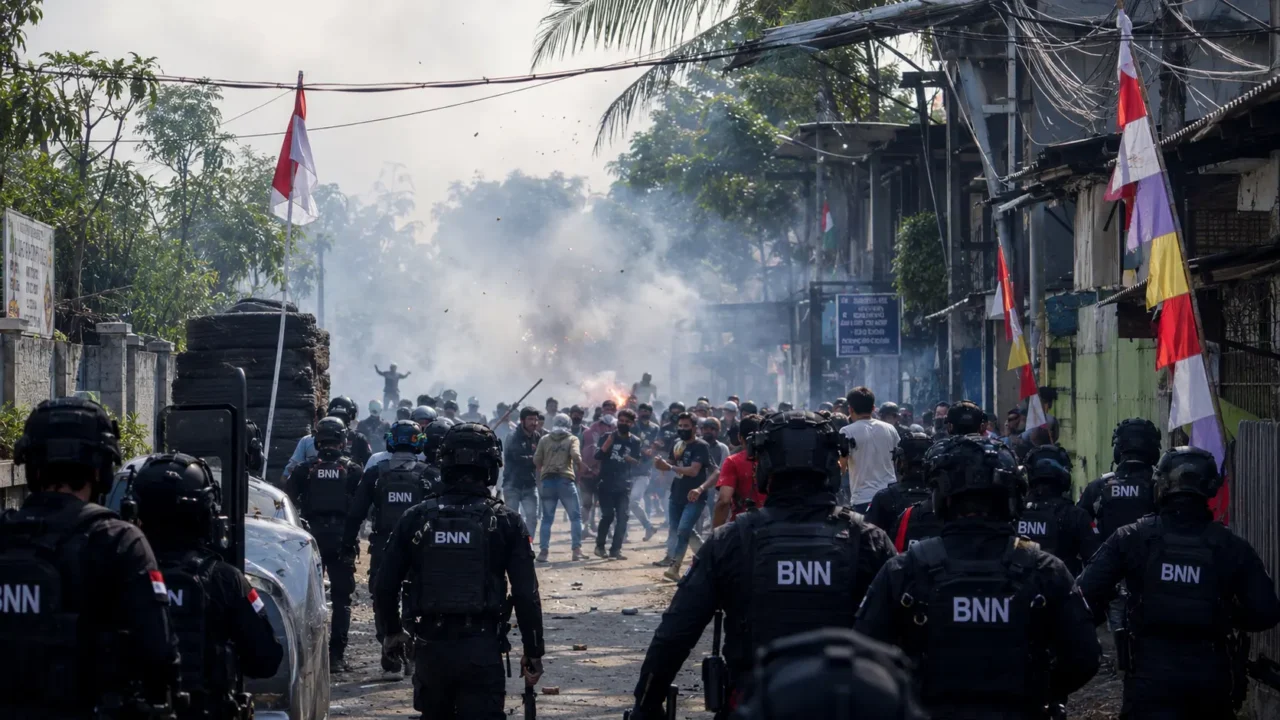 Penggerebekan Kampung Bahari diwarnai perlawanan mercon dan batu