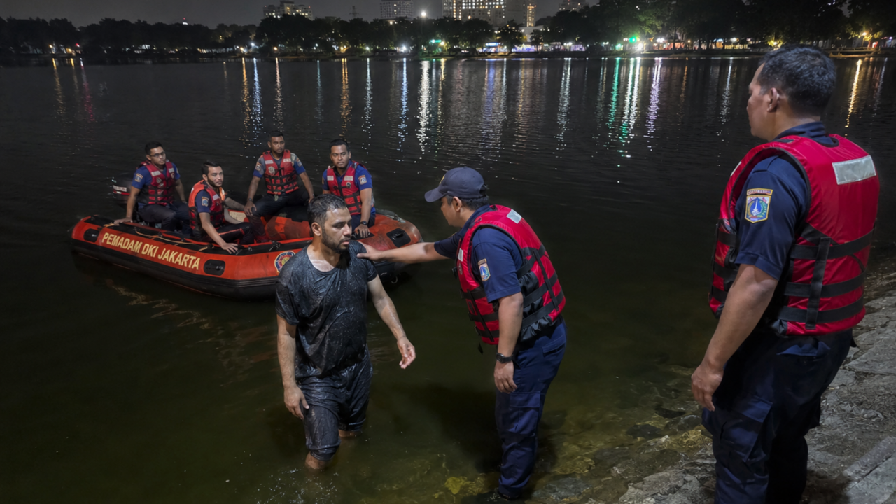 WNA Aljazair di Danau Sunter berhasil dievakuasi petugas